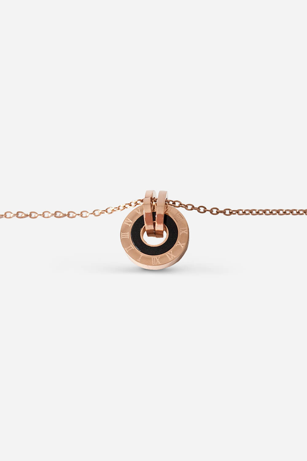 Rose Gold Stainless Steel Chunky Hoop Pendant Necklace, Image 4 of 4