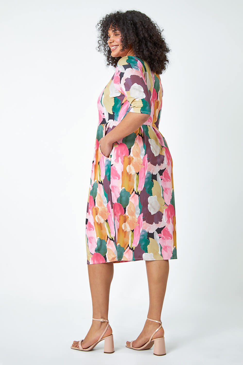 PINK Curve Abstract Relaxed Pocket Dress, Image 3 of 5
