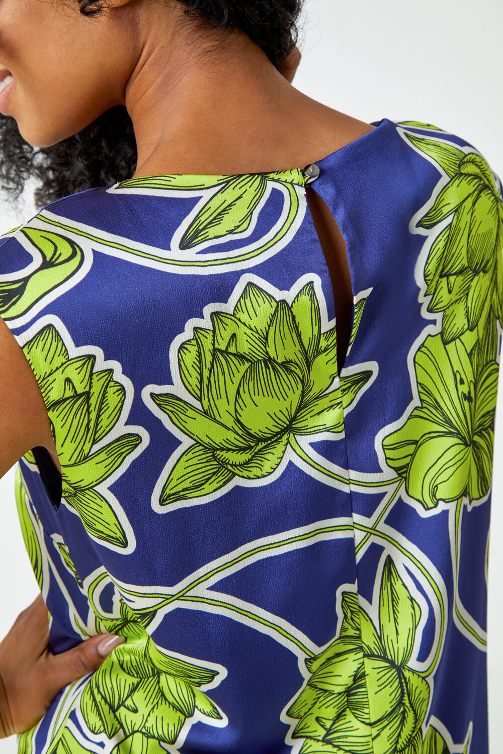 Lime Petite Floral Print Tunic Dress, Image 5 of 5