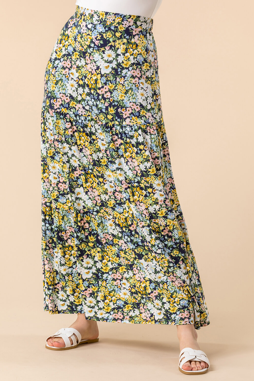 Floral Print Tiered Skirt 