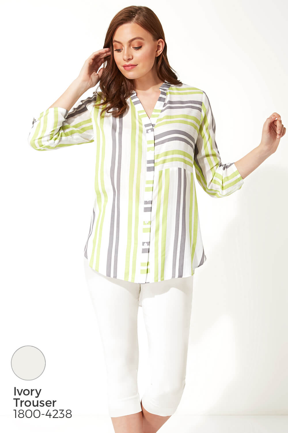 Lime Contrast Stripe Print Shirt, Image 5 of 8