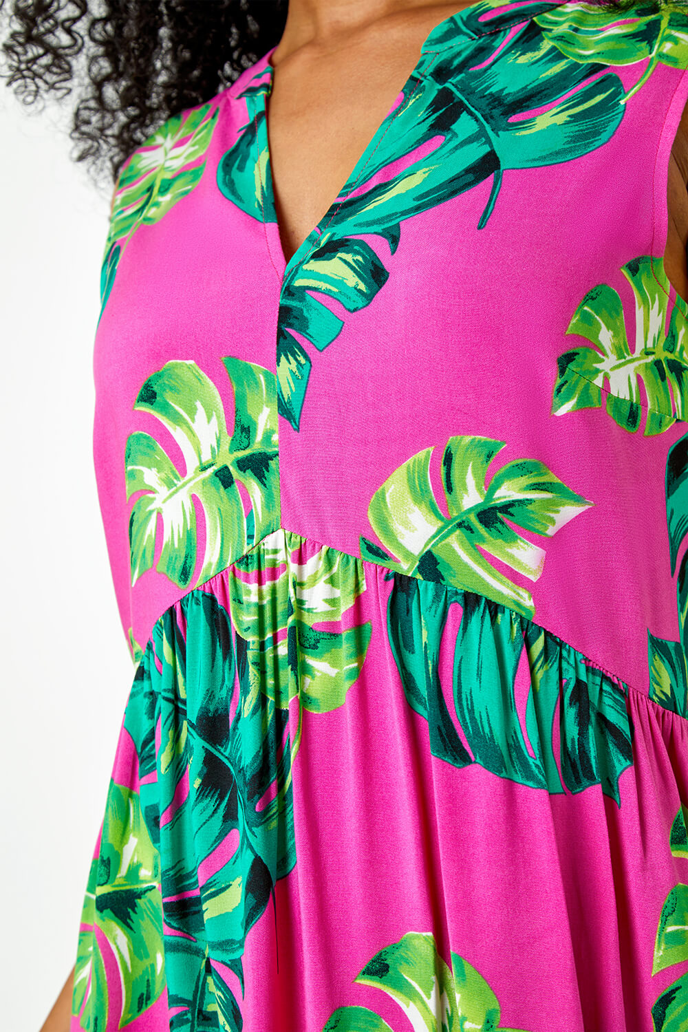 PINK Petite Tropical Print Smock Dress, Image 5 of 5