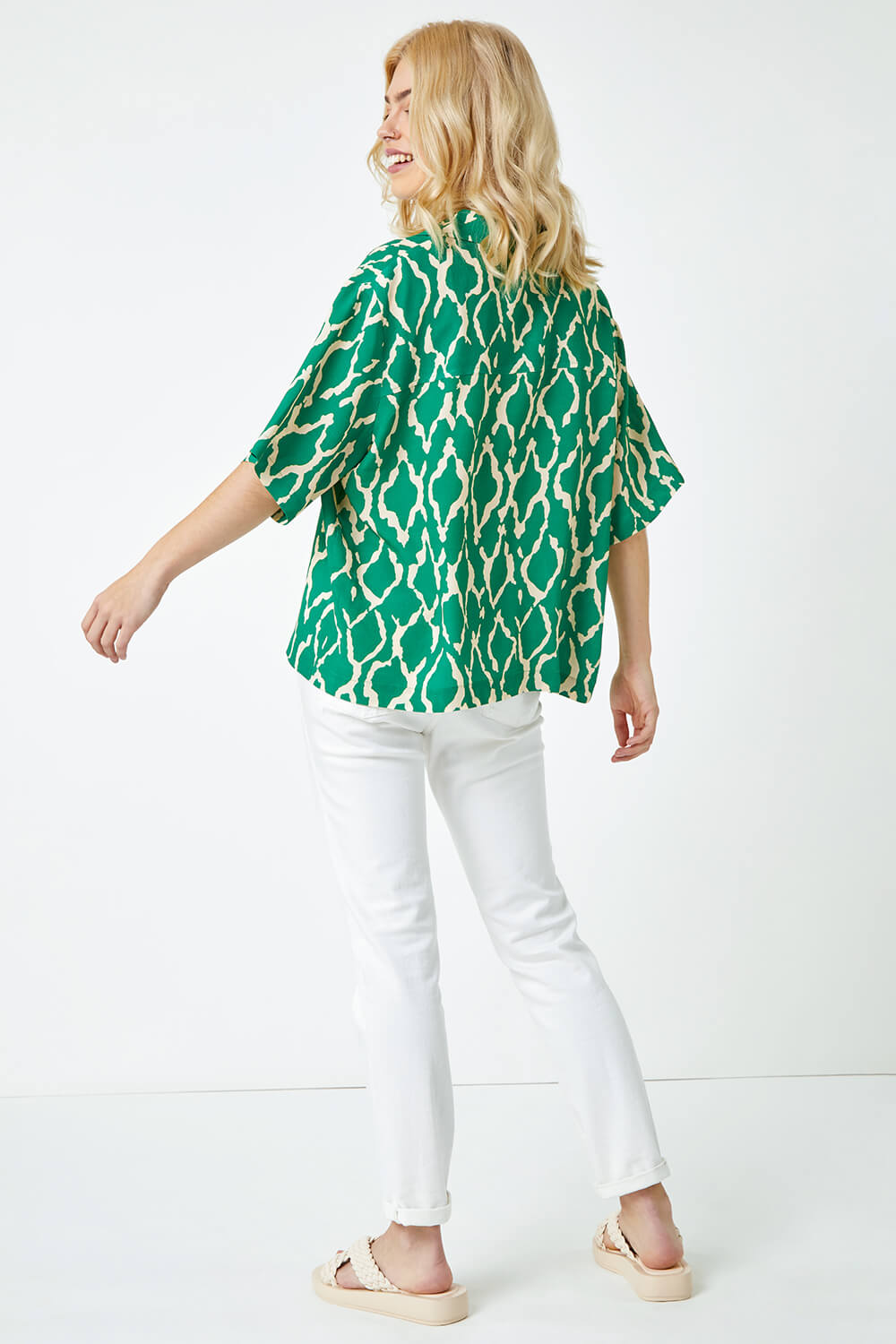 Green Relaxed Graphic Print Shirt, Image 3 of 5