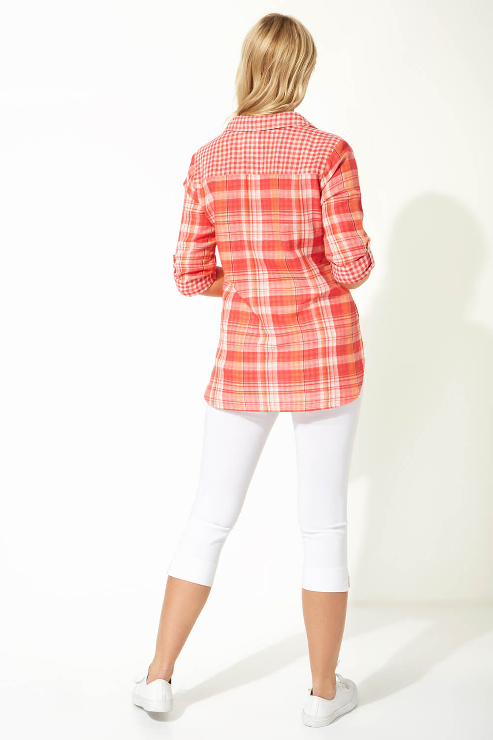 CORAL Contrast Check Print Overshirt, Image 3 of 9