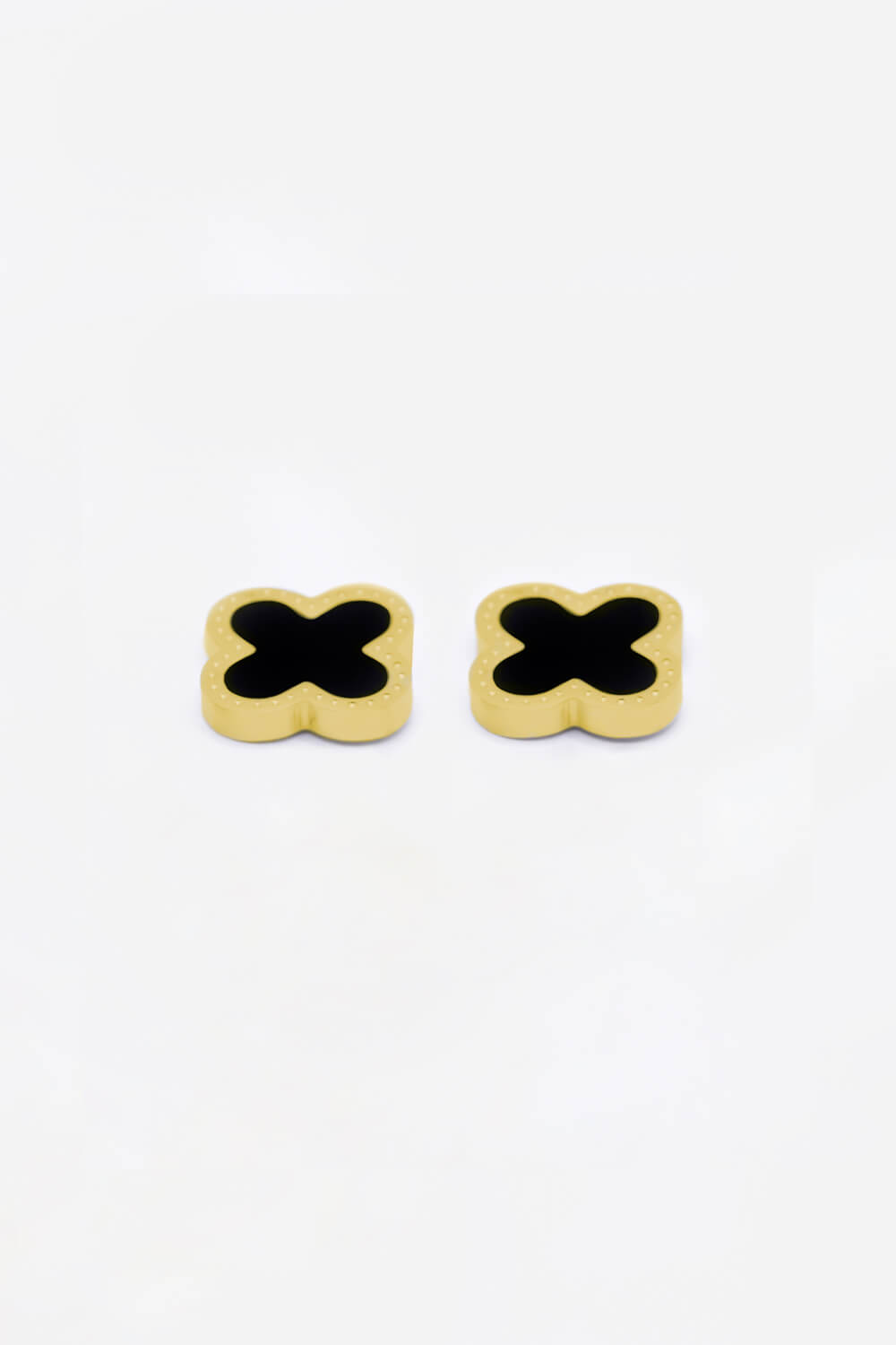 Gold Stainless Steel Clover Earrings, Image 2 of 2