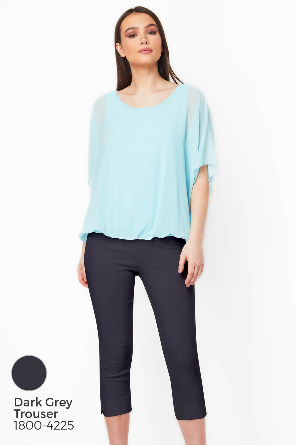 Turquoise Bubble Hem Top, Image 8 of 8