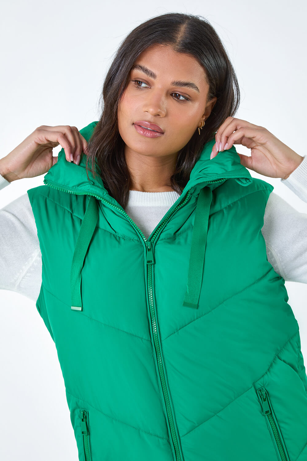 Green Quilted Hooded Gilet, Image 6 of 6
