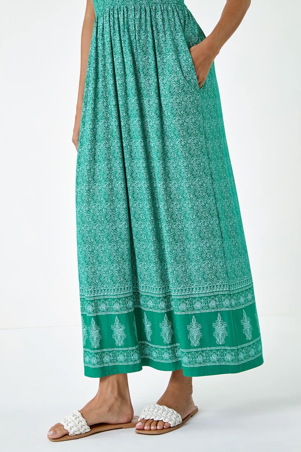 Green Paisley Relaxed Stretch Maxi Dress, Image 5 of 5