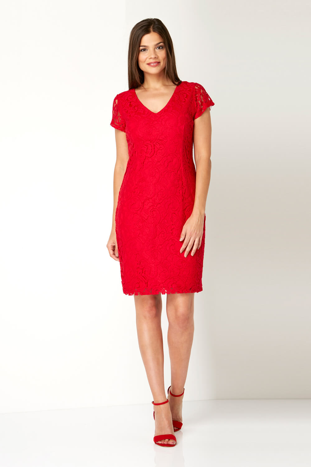 roman red lace dress