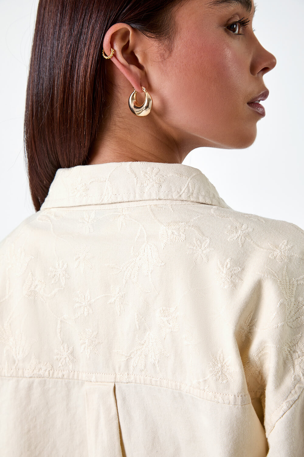 Stone Petite Cotton Broderie Pocket Jacket, Image 5 of 5