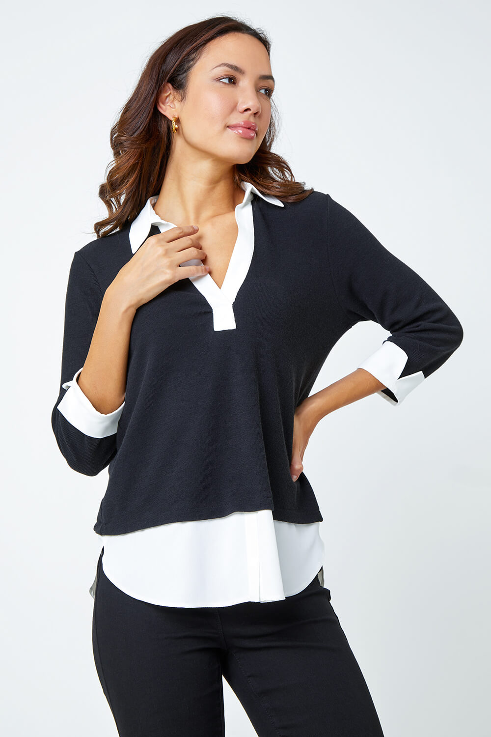 Relaxed Contrast Shirt Top