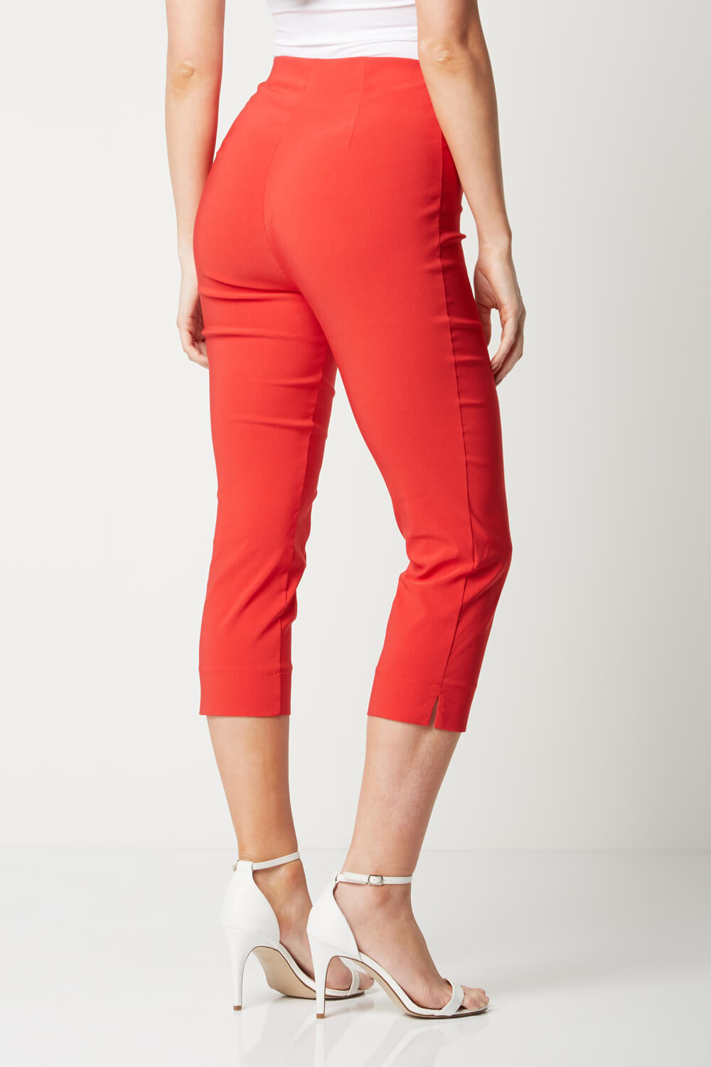 Red Cropped Stretch Trouser, Image 3 of 5