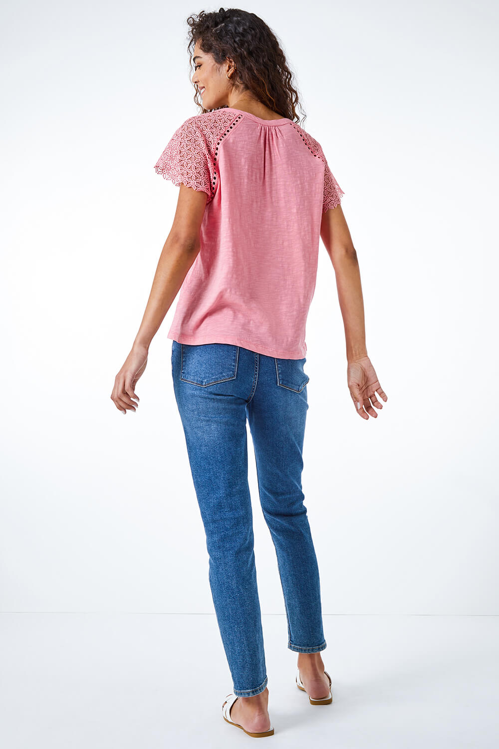 PINK Embroidered Sleeve Jersey T-Shirt, Image 3 of 5