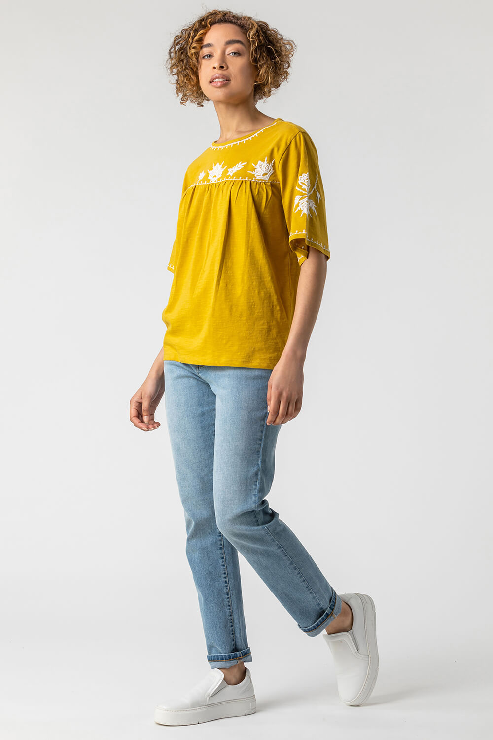 Amber Embroidered Yoke T-Shirt, Image 4 of 5