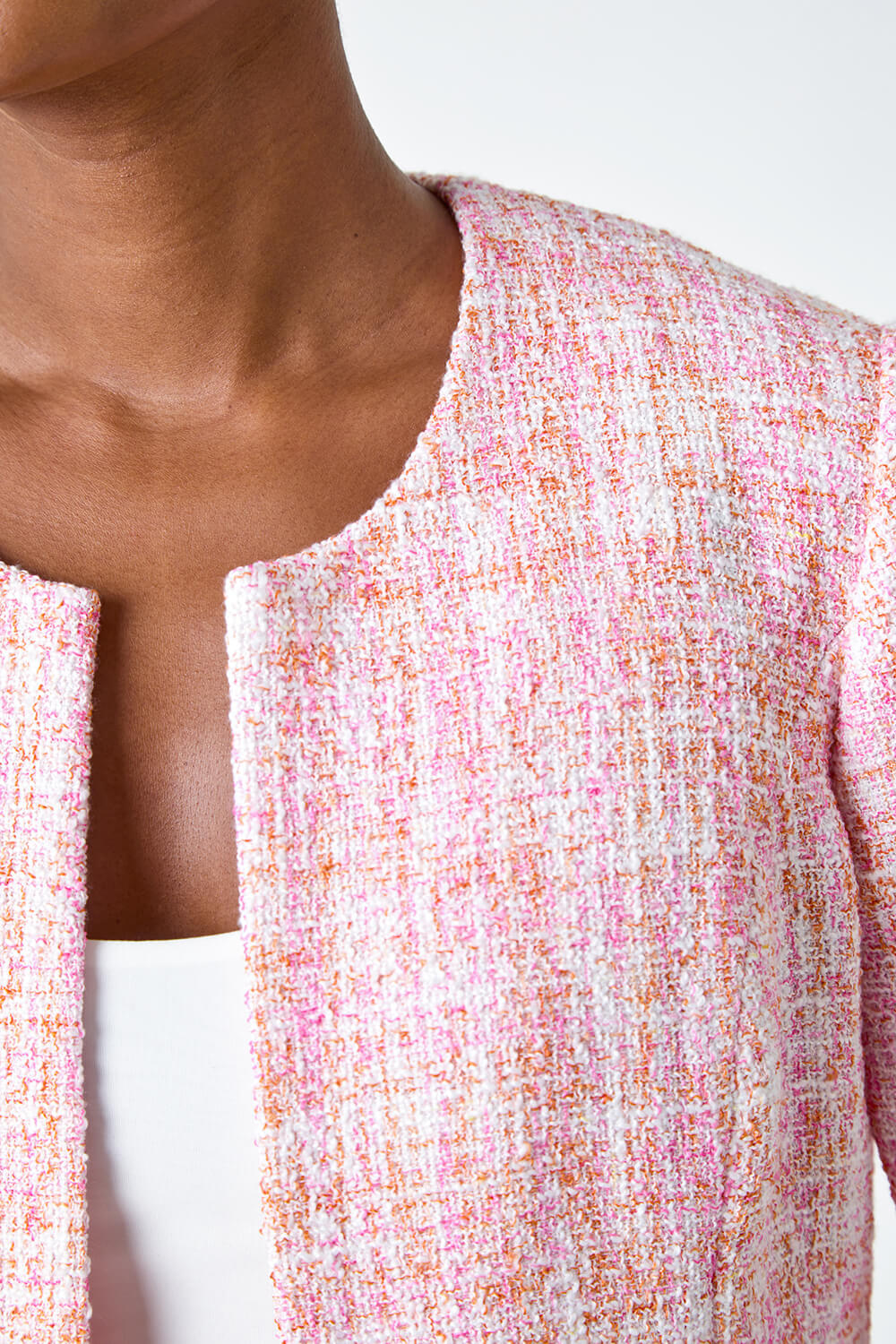 Bright Pink Smart Textured Boucle Jacket, Image 5 of 5