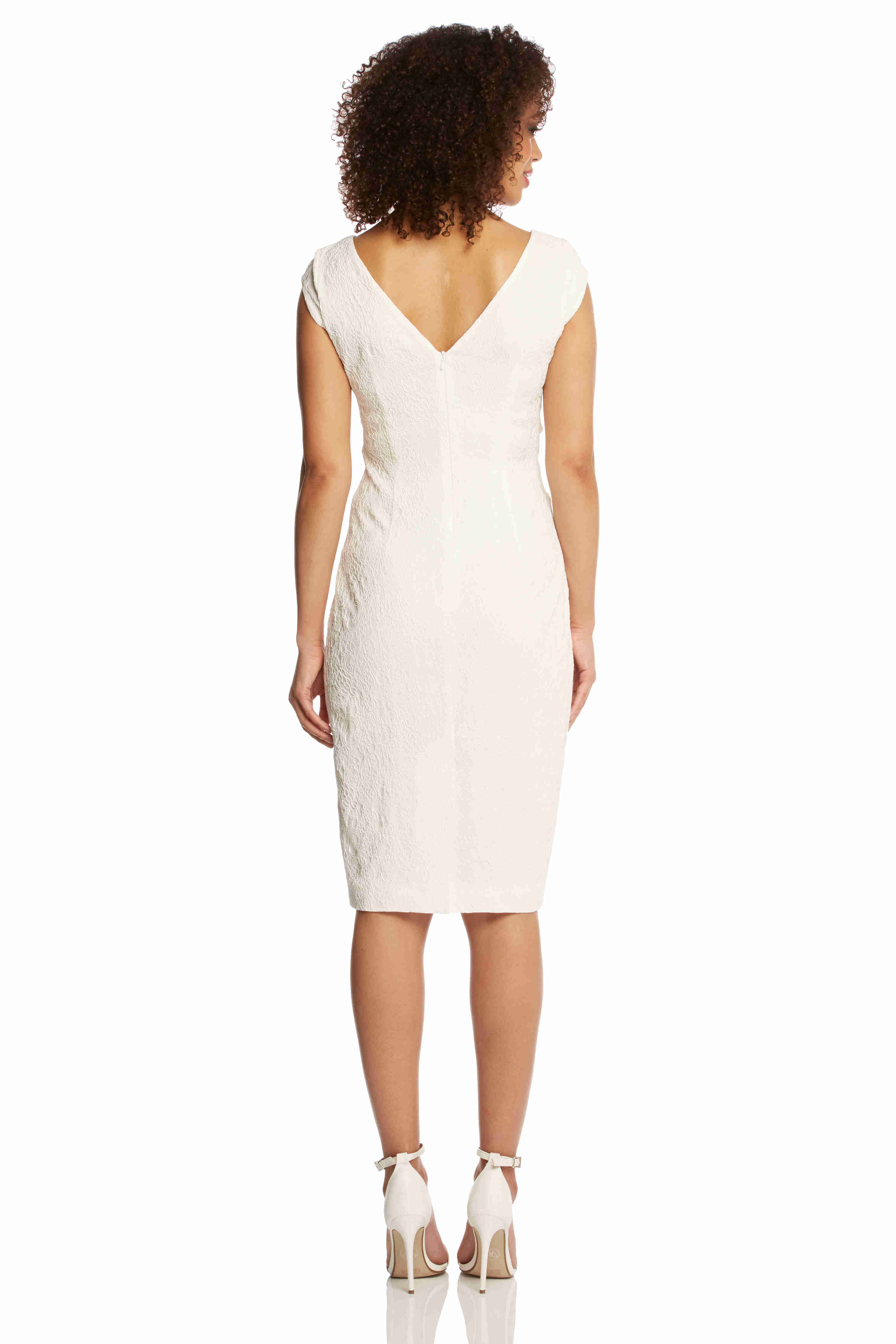Ivory  Textured Front Twist Dress, Image 4 of 5