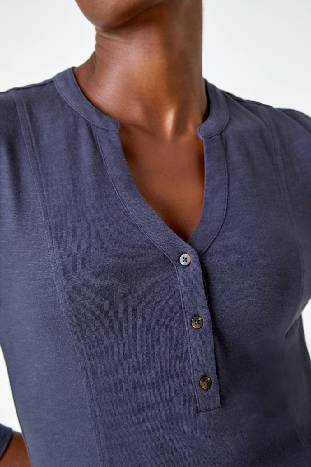 Grey Button Detail Cotton Dress, Image 5 of 5