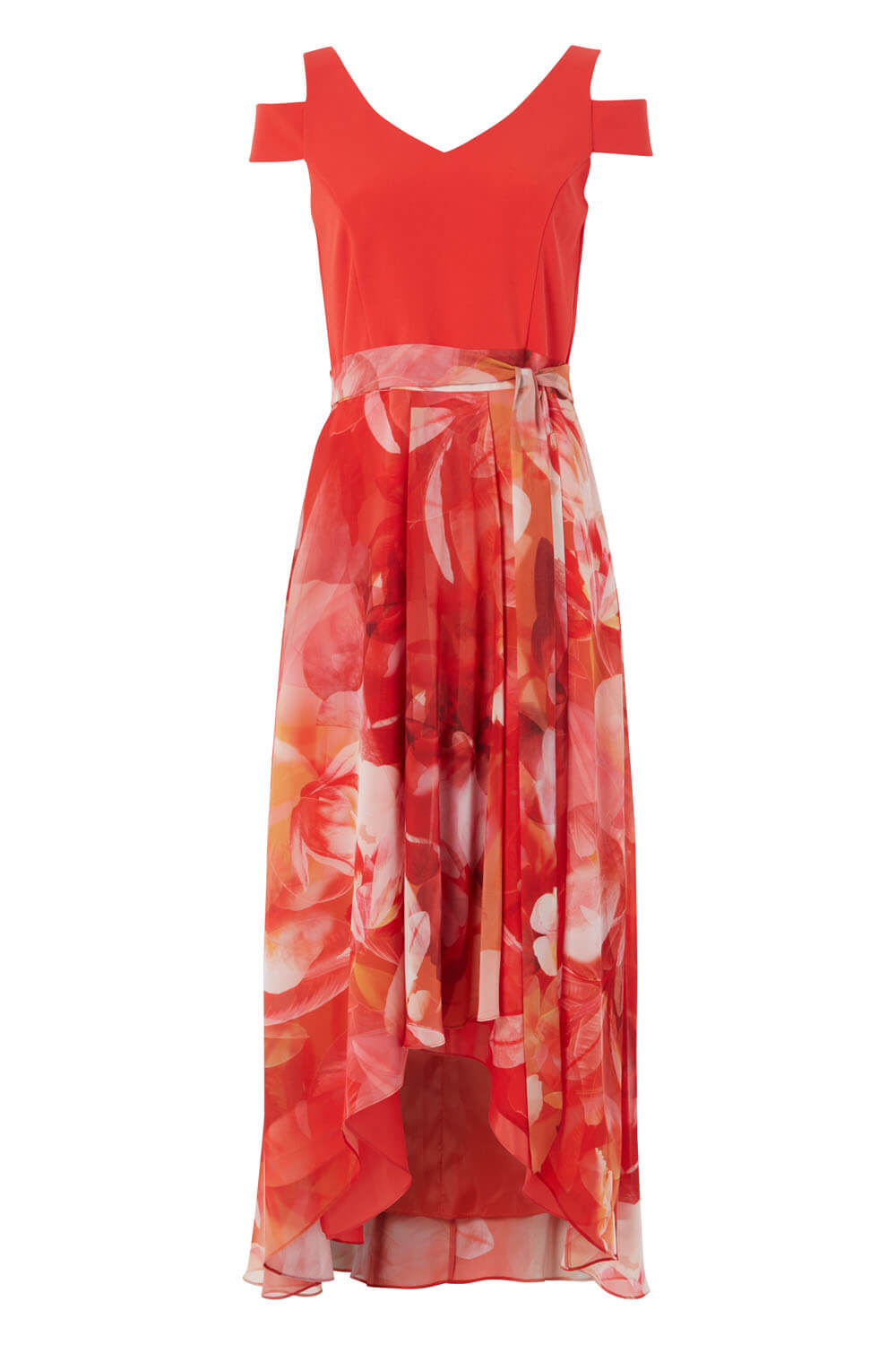 CORAL Floral Print Cold Shoulder Maxi Dress, Image 4 of 4