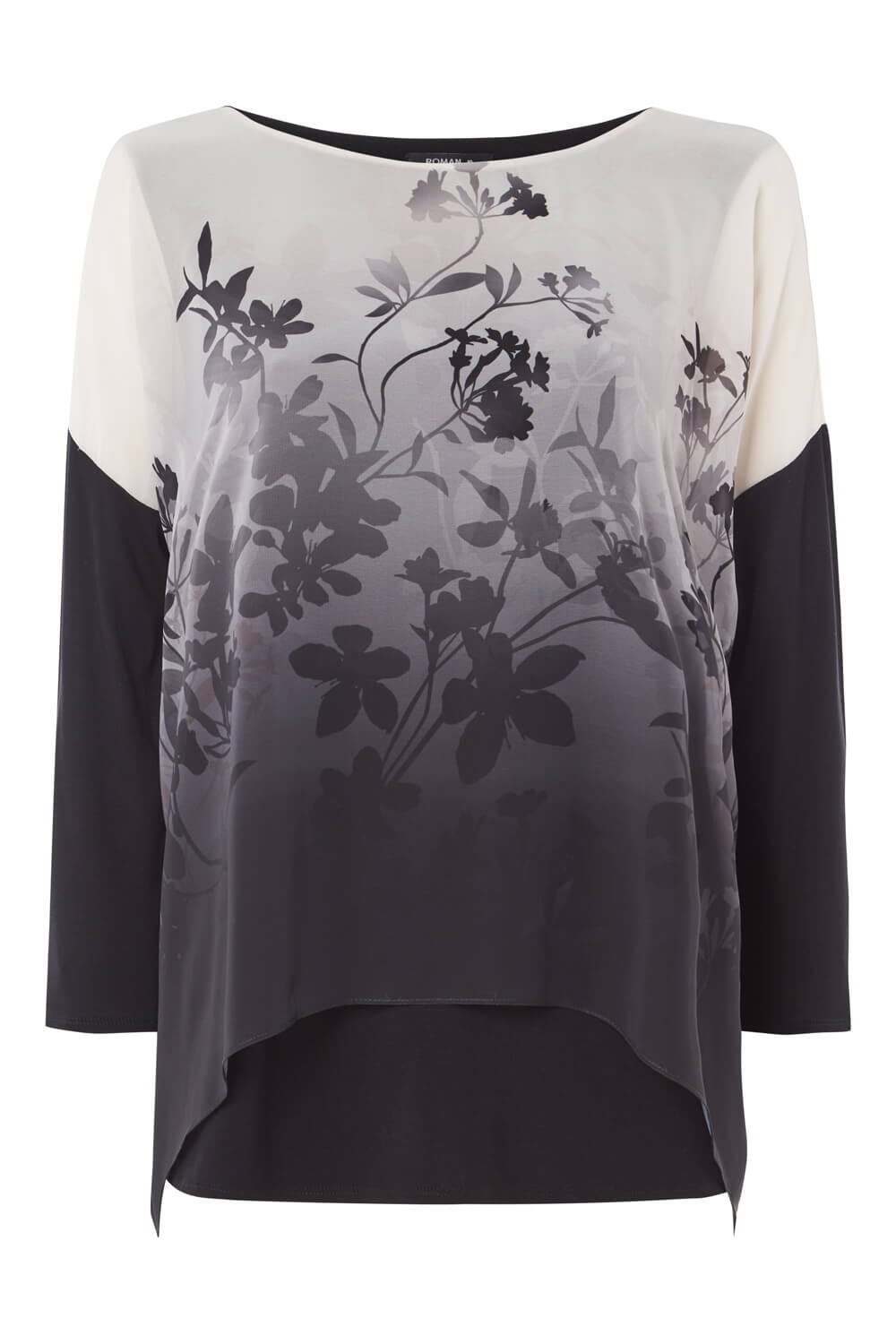 Black Soft Floral Overlay Chiffon Top, Image 5 of 5