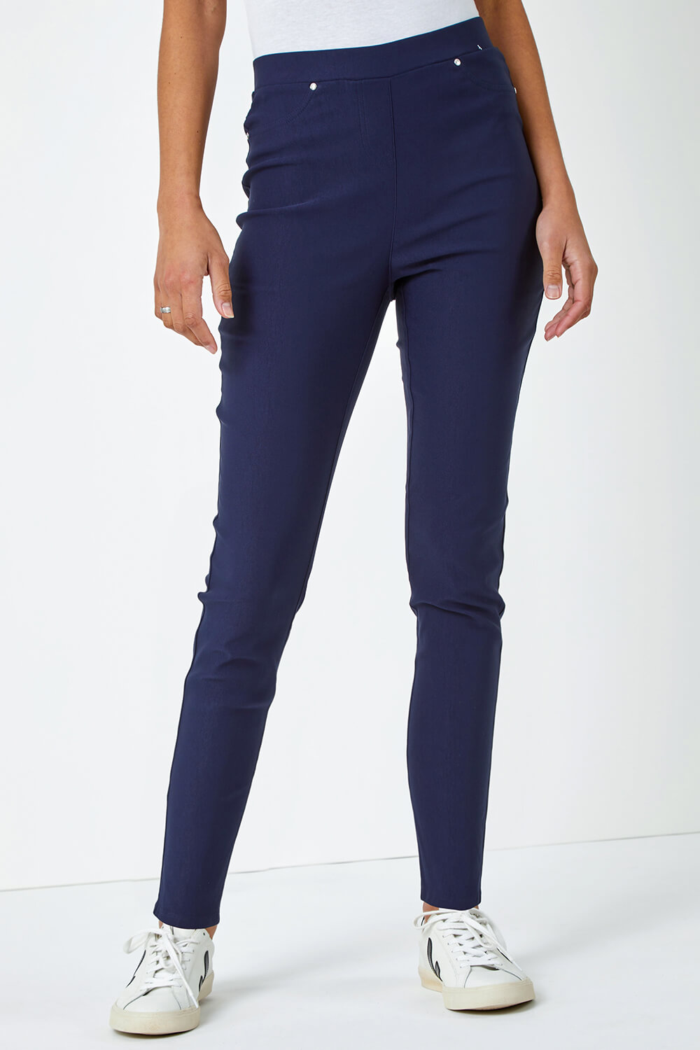 Navy  Stretch Jean Trouser, Image 4 of 4