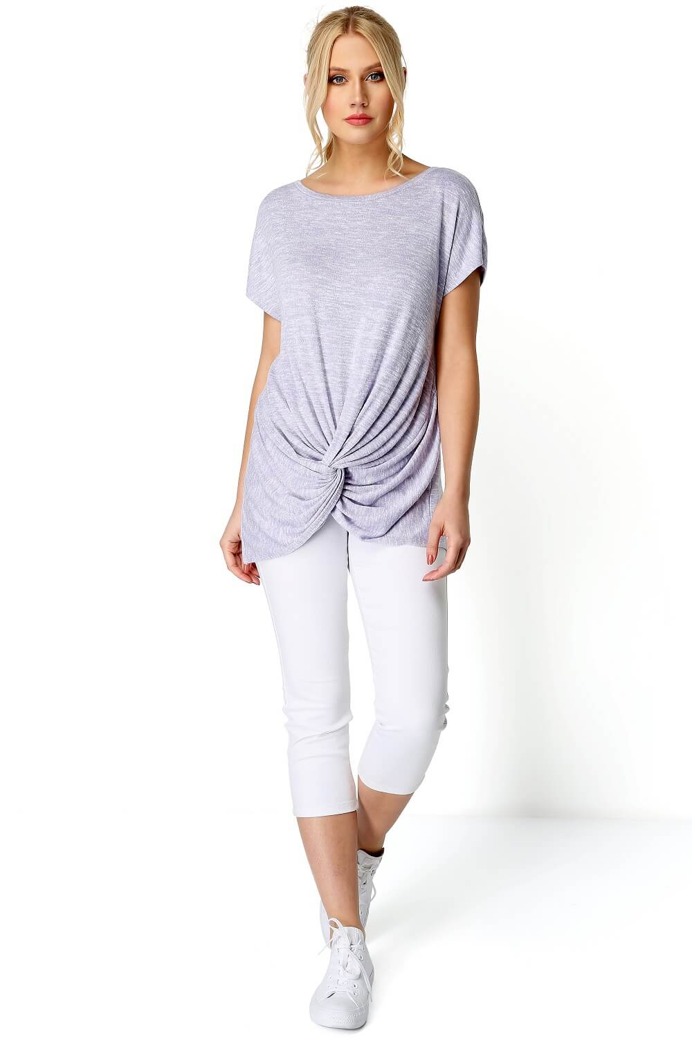 Lilac Knot Front Short Sleeve Top, Image 2 of 8
