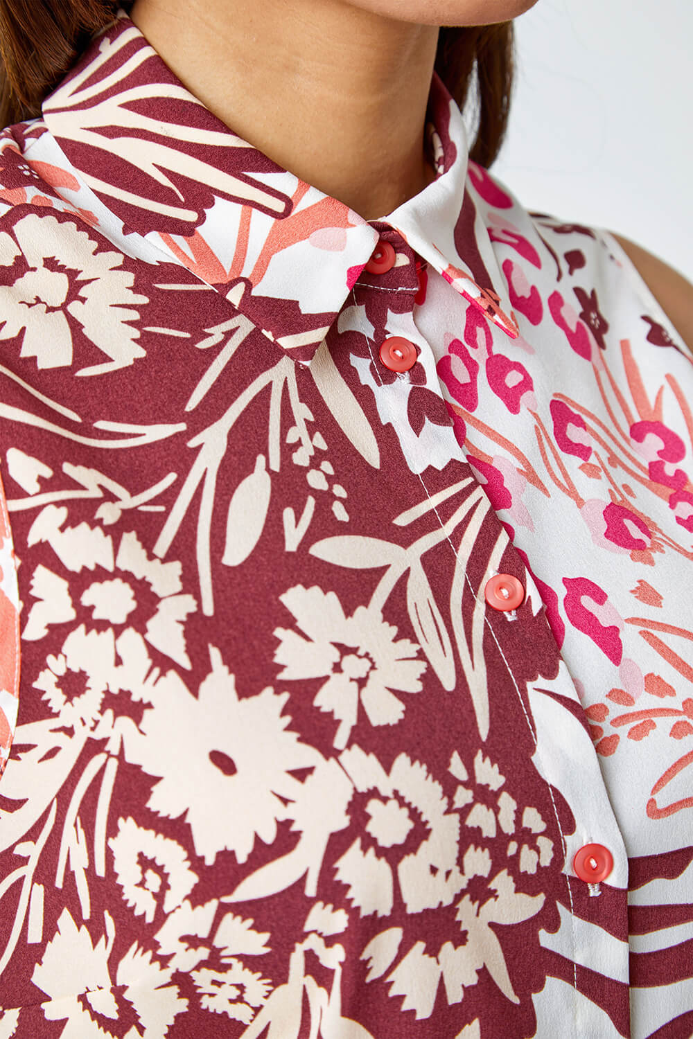 PINK Sleeveless Floral Print Blouse, Image 5 of 5