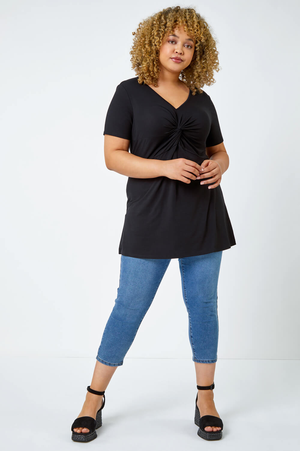 Black Curve Twist Front Stretch Top, Image 4 of 5