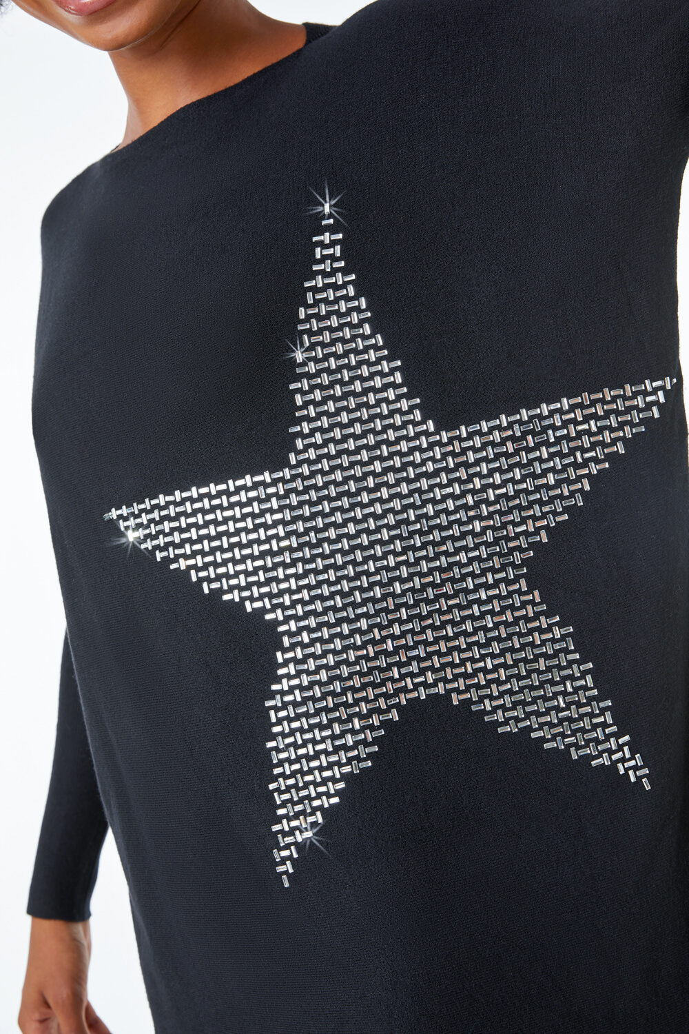 Black Star Embellished Sparkle Jumper, Image 5 of 5