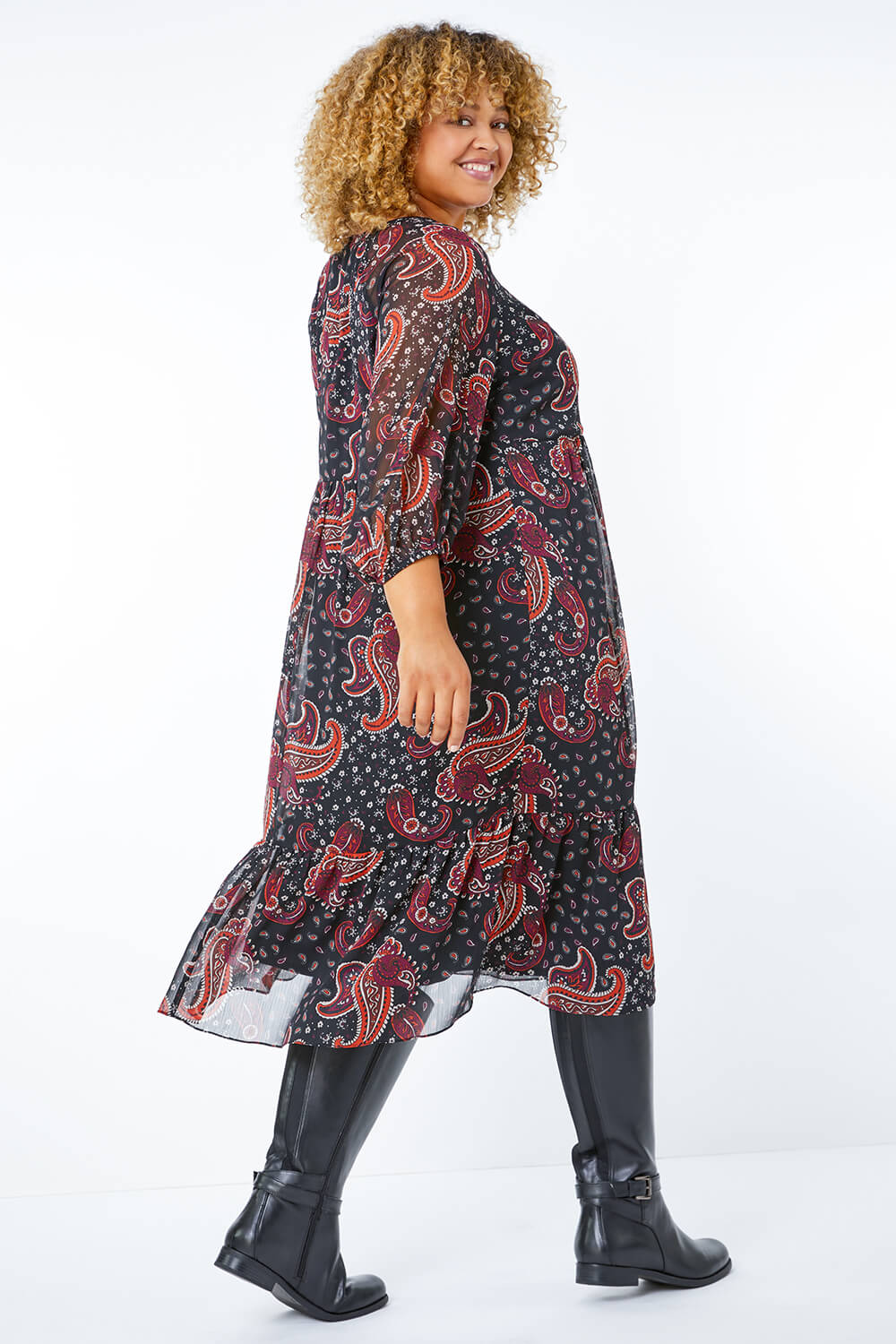 Curve Paisley Tiered Dress