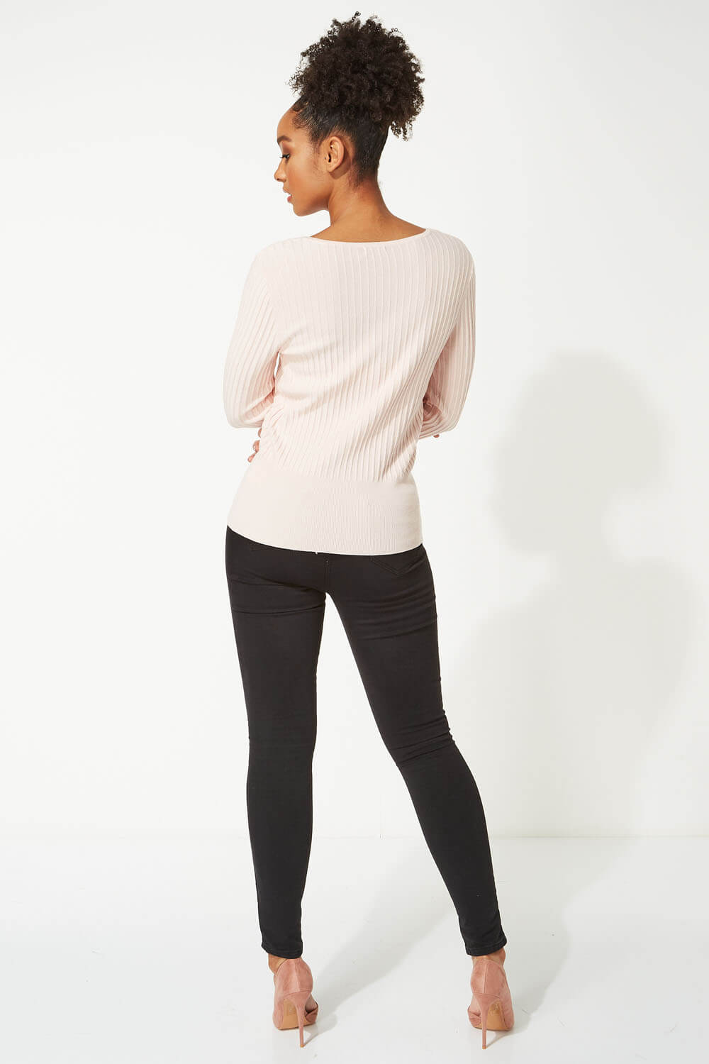 Light Pink Ribbed Textured Jumper , Image 3 of 5