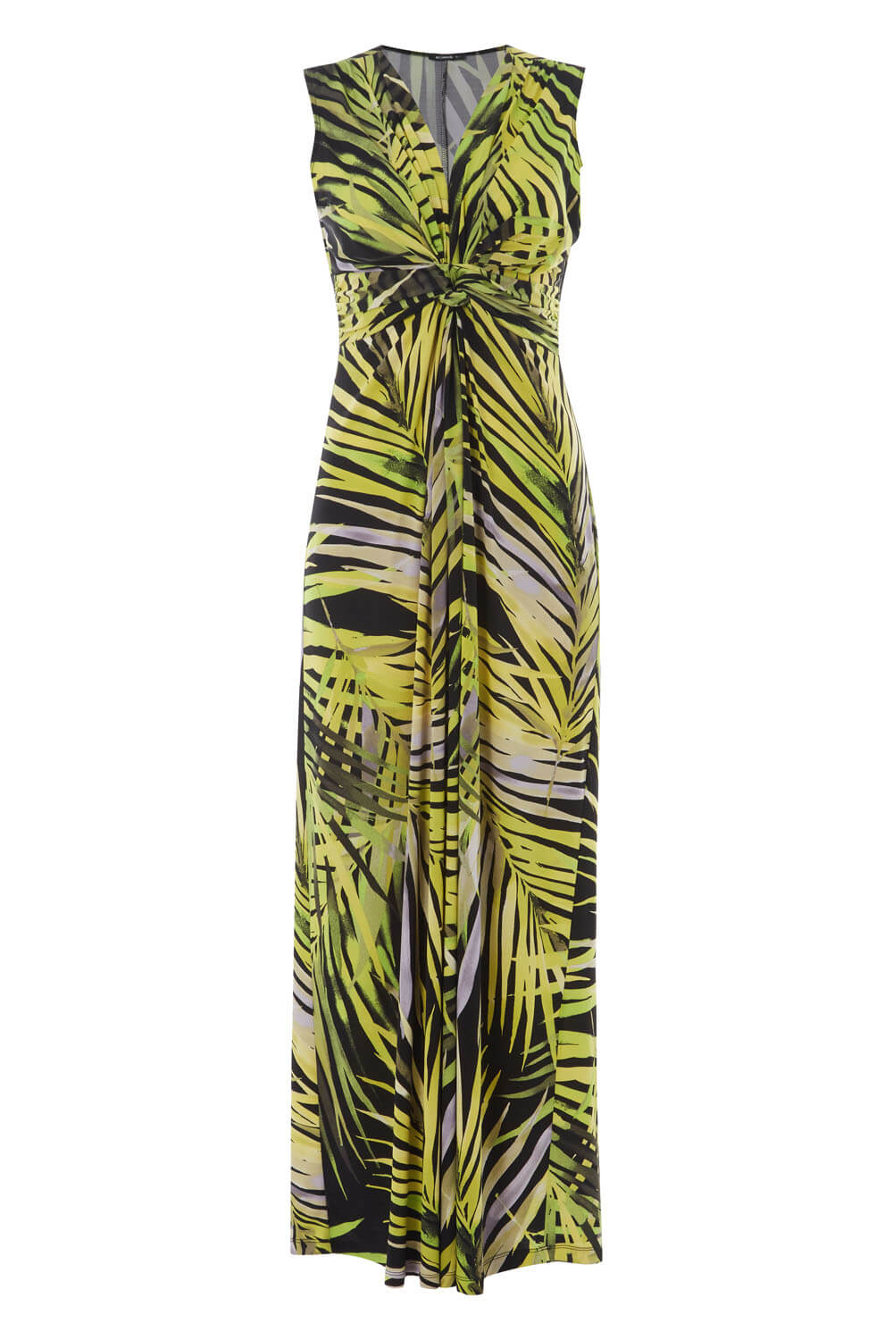 Lime Palm Print Twist Front Maxi Dress, Image 4 of 4