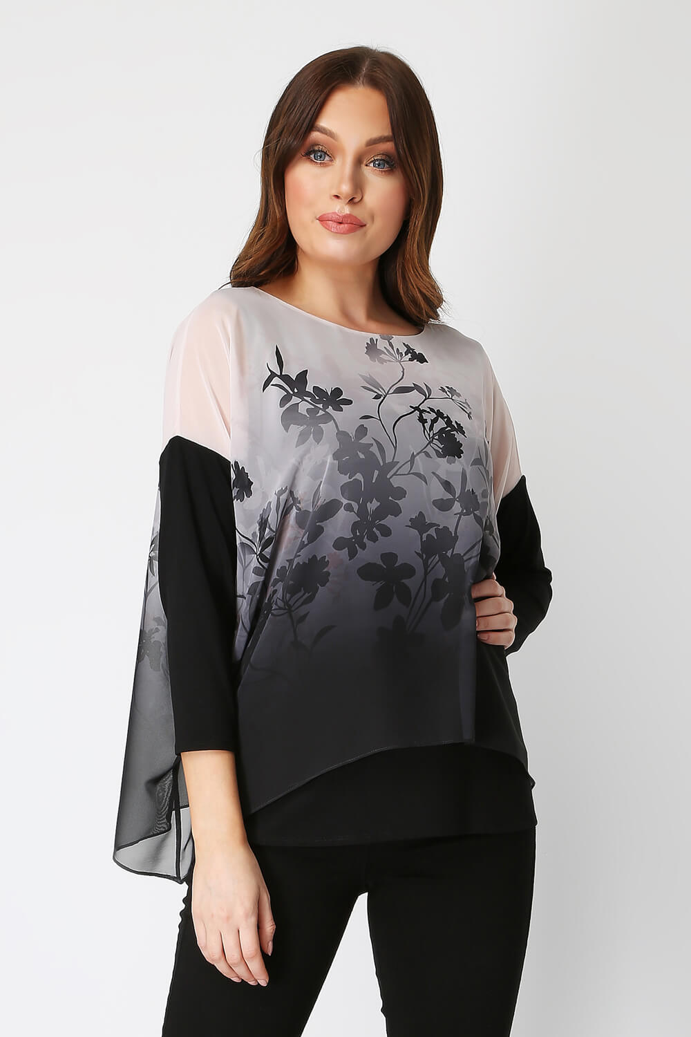 Soft Floral Overlay Chiffon Top