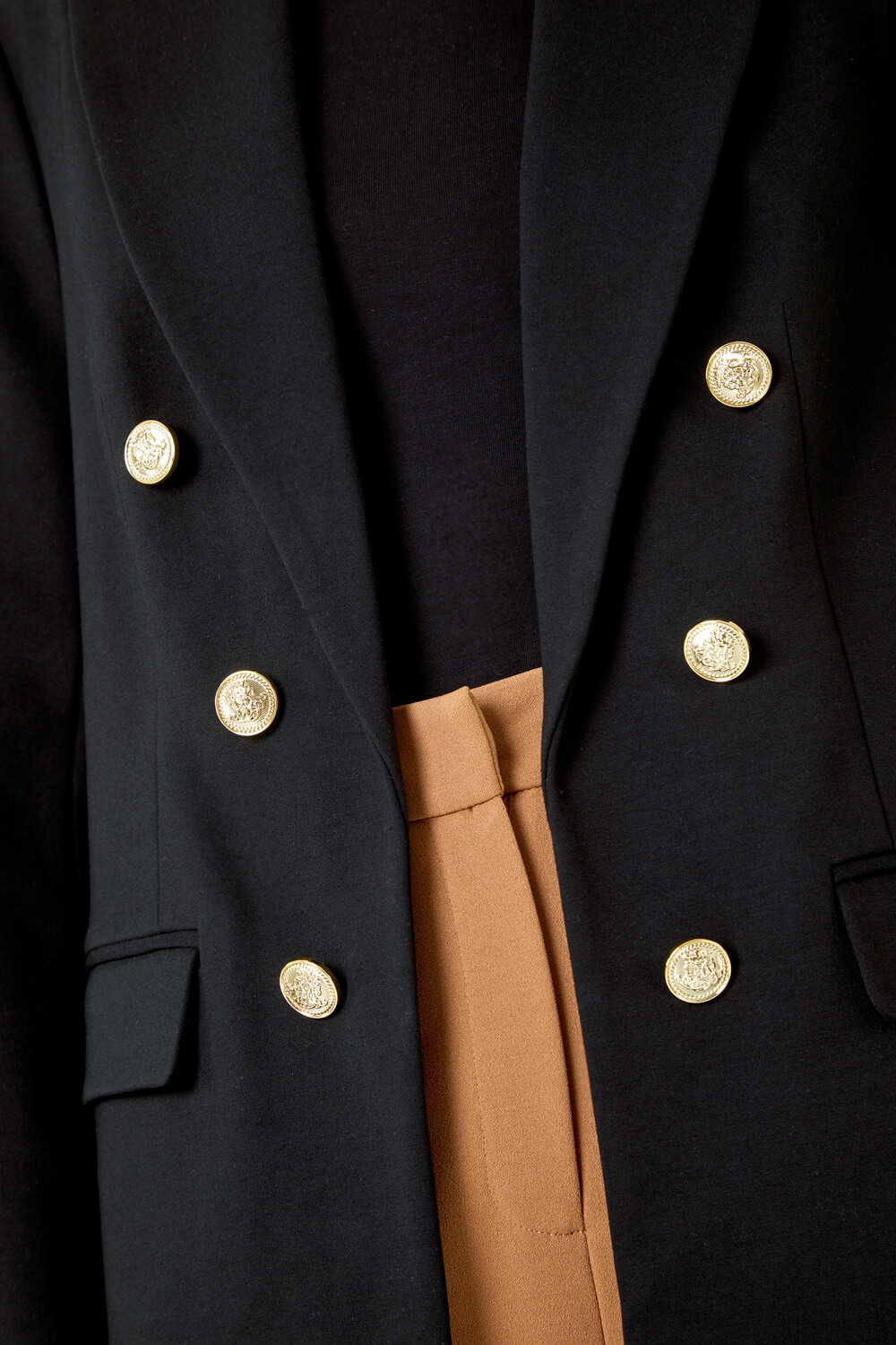 Black Longline Button Stretch Jacket, Image 5 of 5