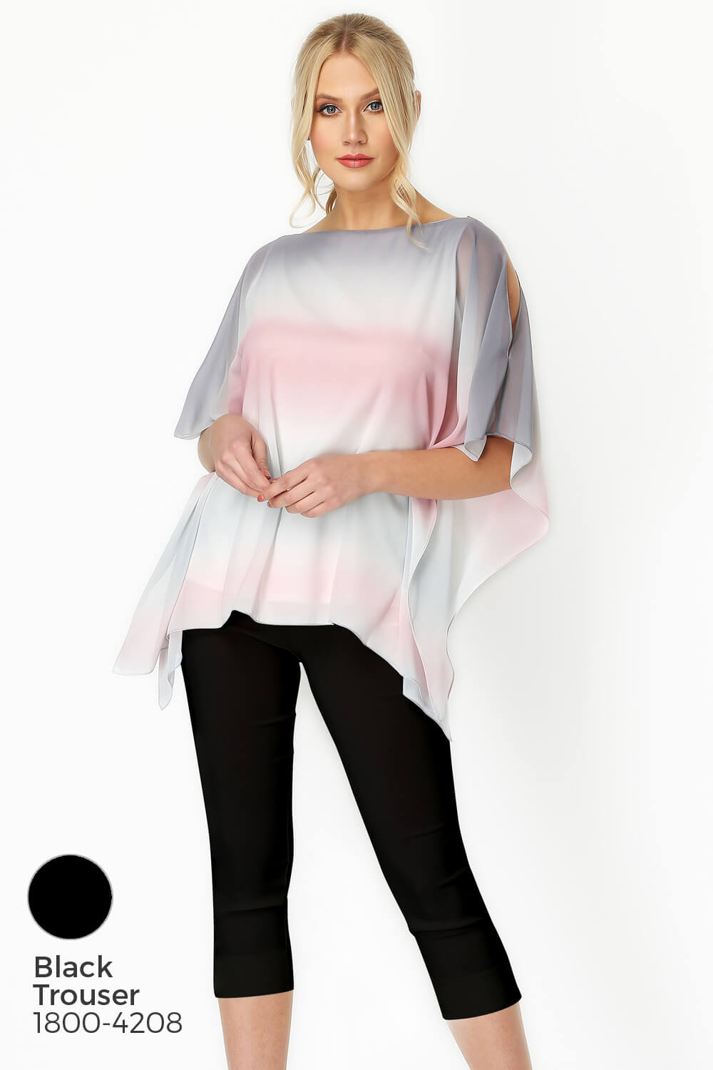 PINK Ombre Split Sleeve Overlay Top, Image 6 of 8