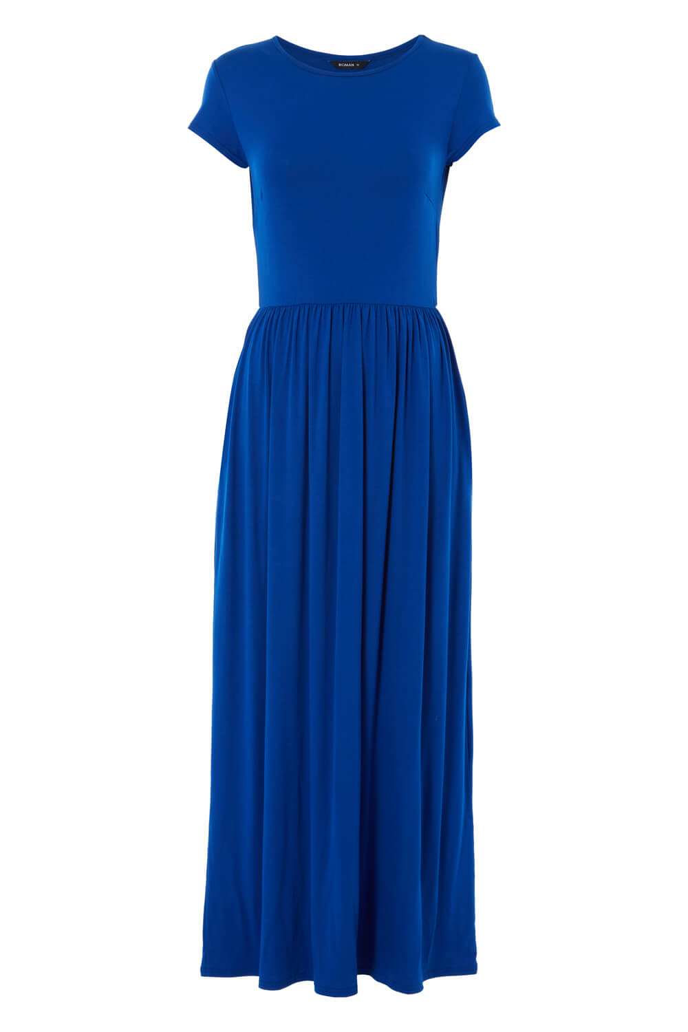 Royal Blue Gathered Skirt Maxi Dress, Image 4 of 4