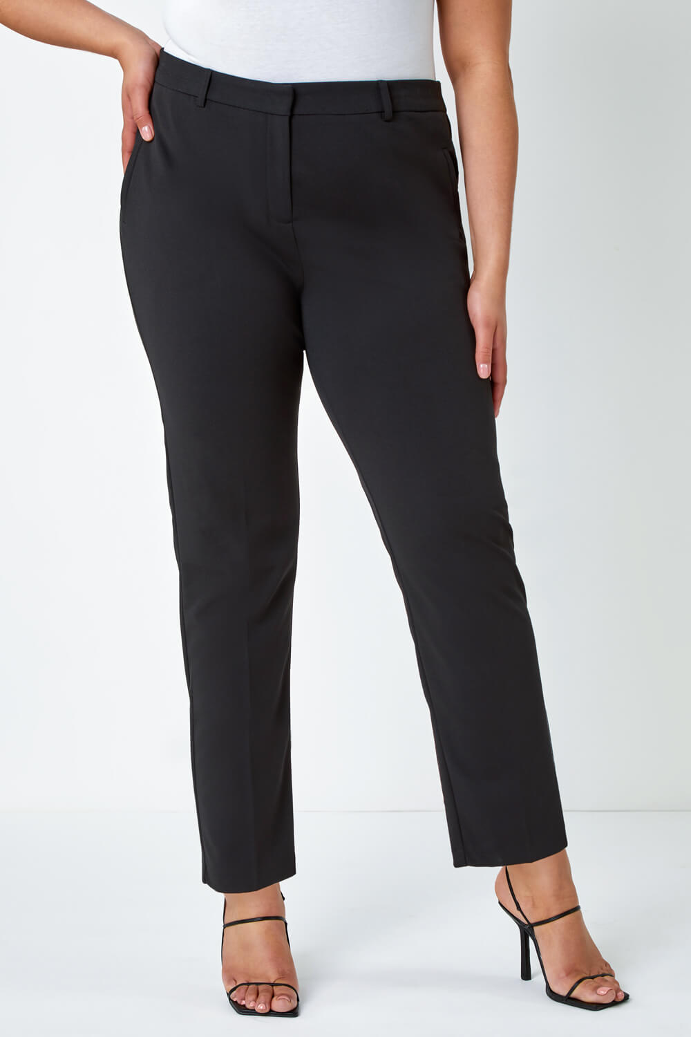 Black Curve Straight Smart Trousers, Image 4 of 6
