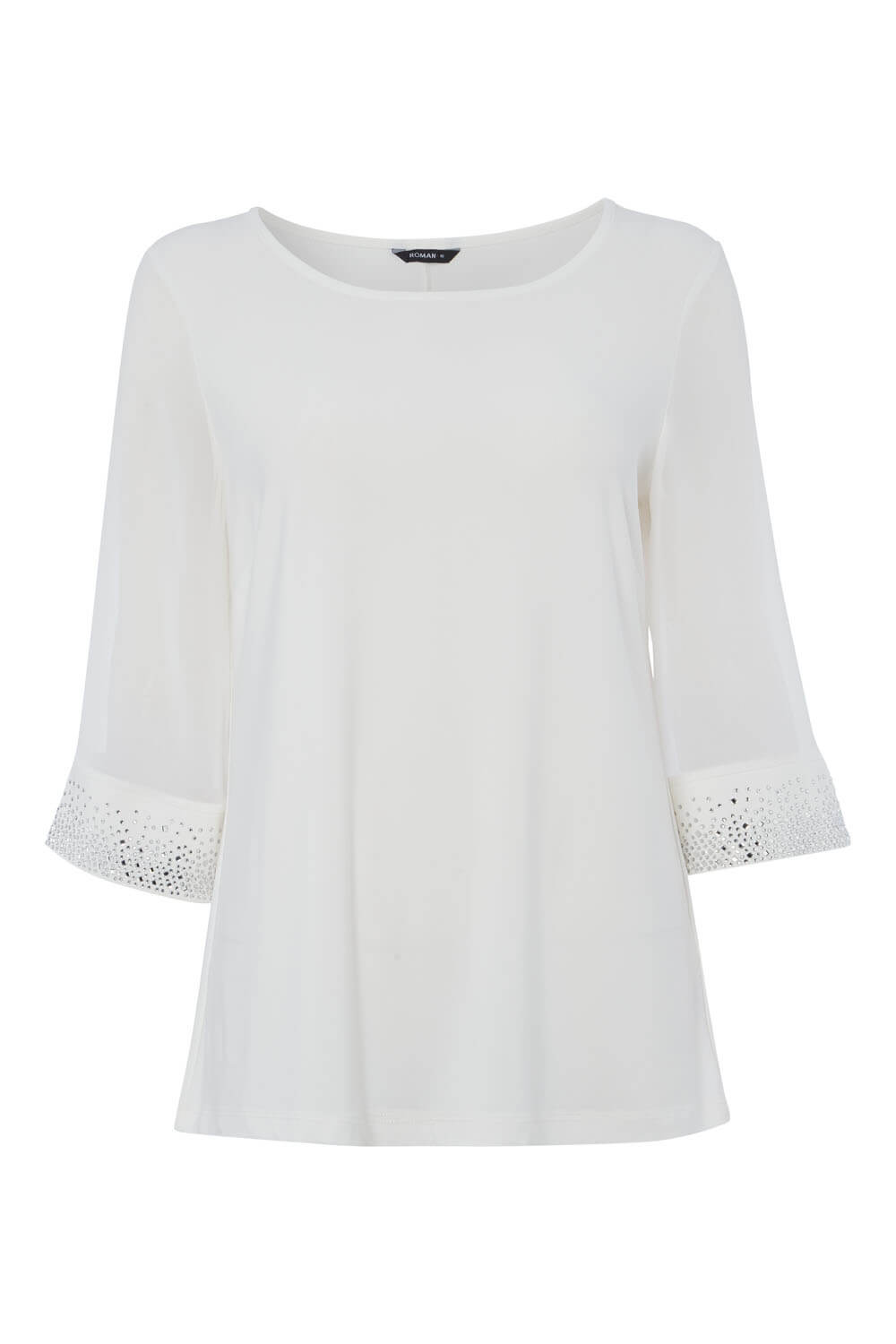 Ivory  Embellished Cuff Top, Image 5 of 5