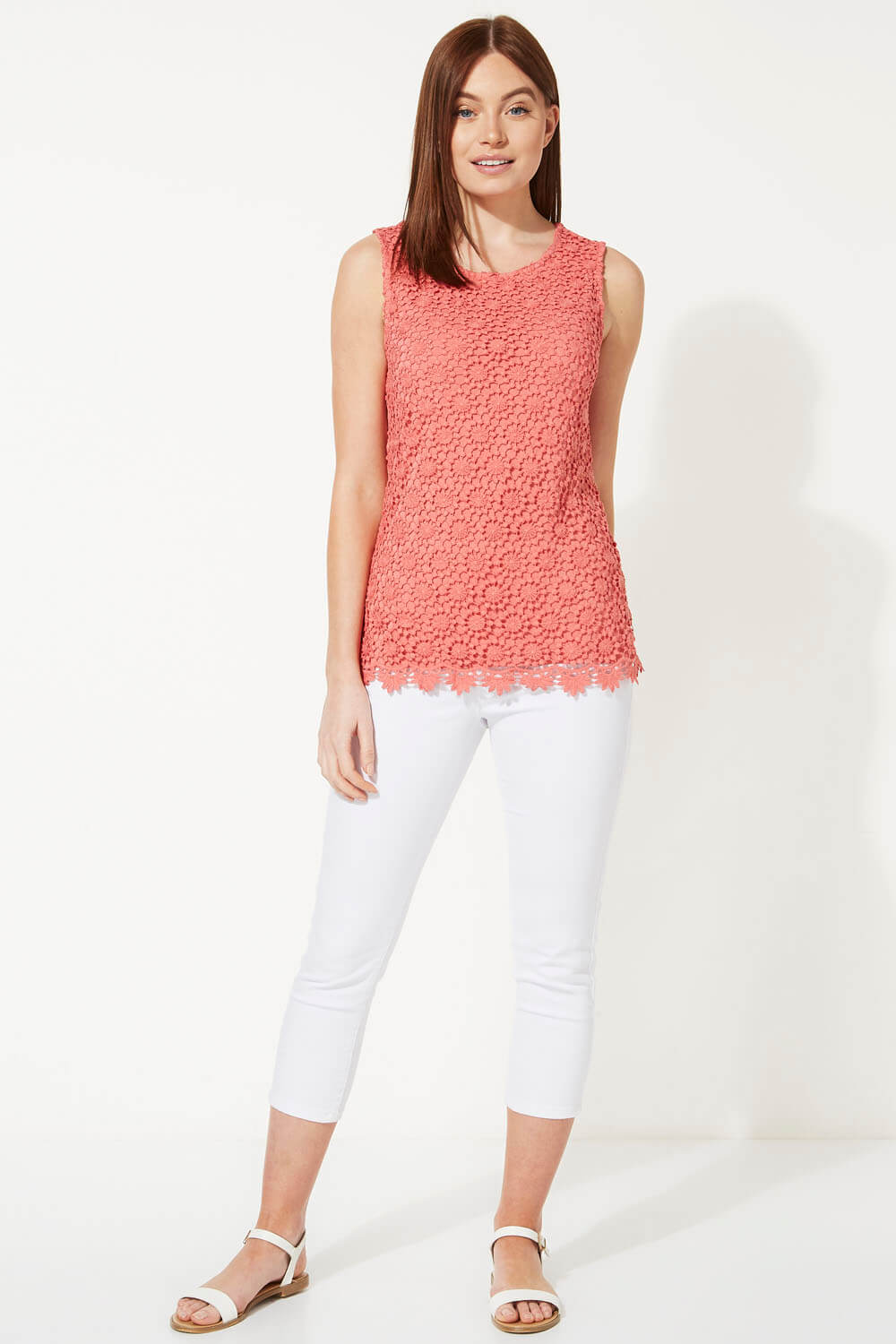 Rose Lace Front Jersey Vest Top, Image 2 of 4