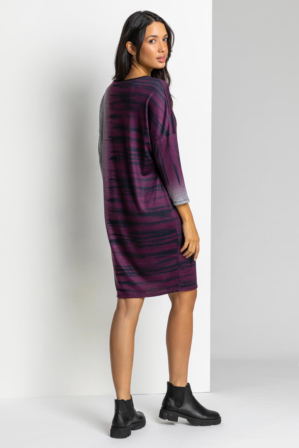 Purple Ombre Animal Print Slouch Dress, Image 2 of 5