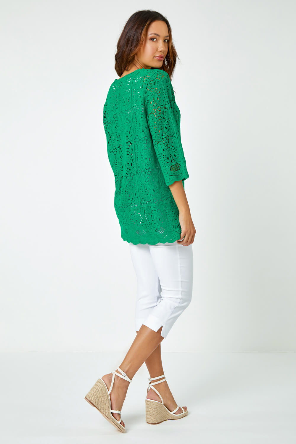 Jade Cotton Crochet Tunic Top, Image 3 of 5