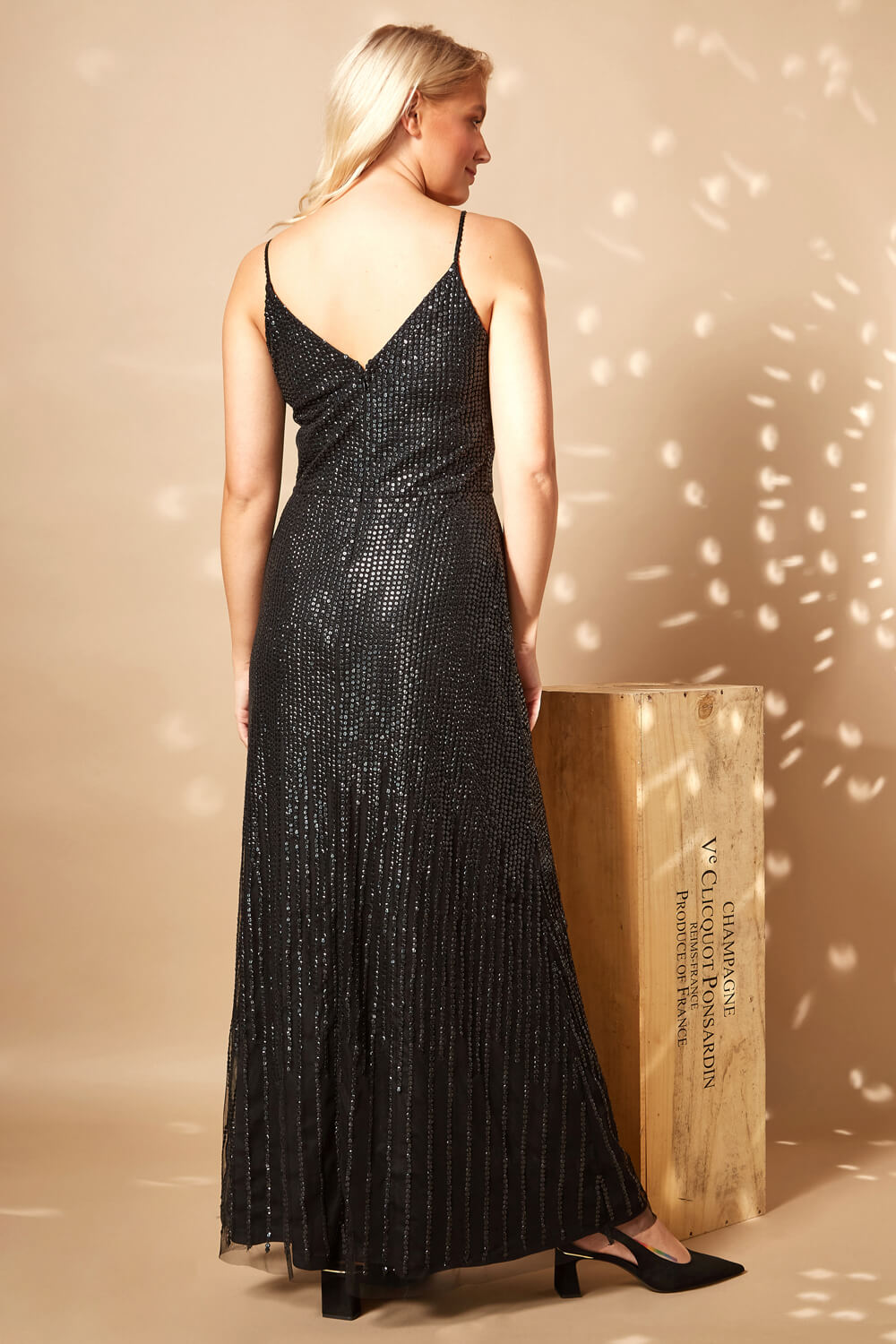 Black Sequin Maxi Gown, Image 2 of 4