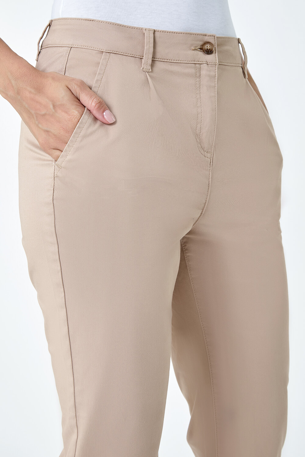 Natural  Cotton Blend Washed Chino Trousers, Image 5 of 5