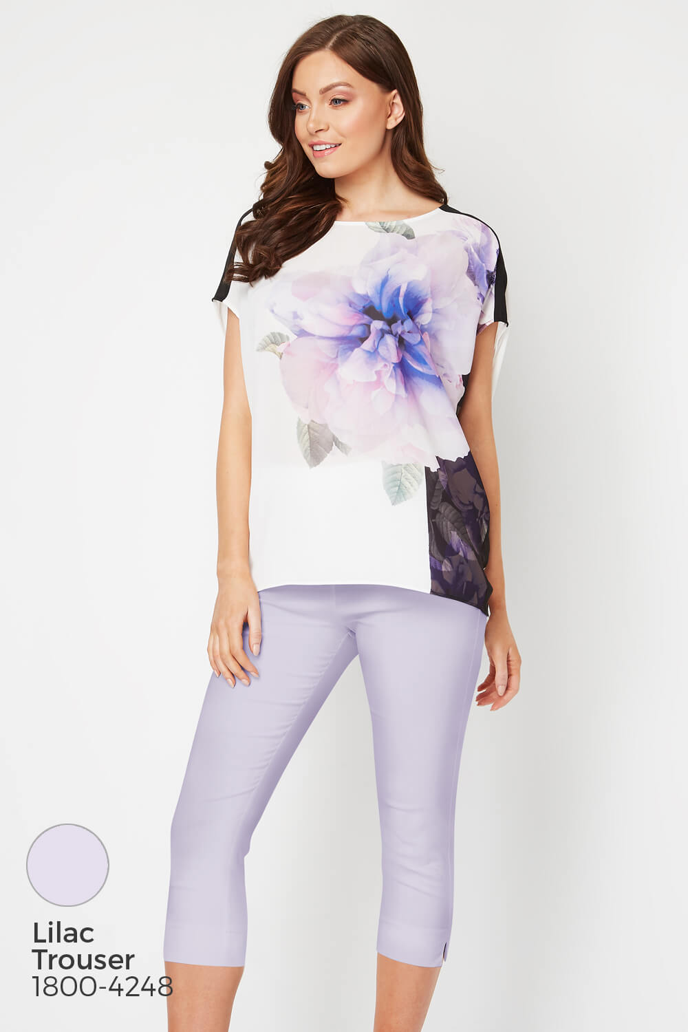 Lilac Floral Contrast Overlay Top , Image 6 of 8