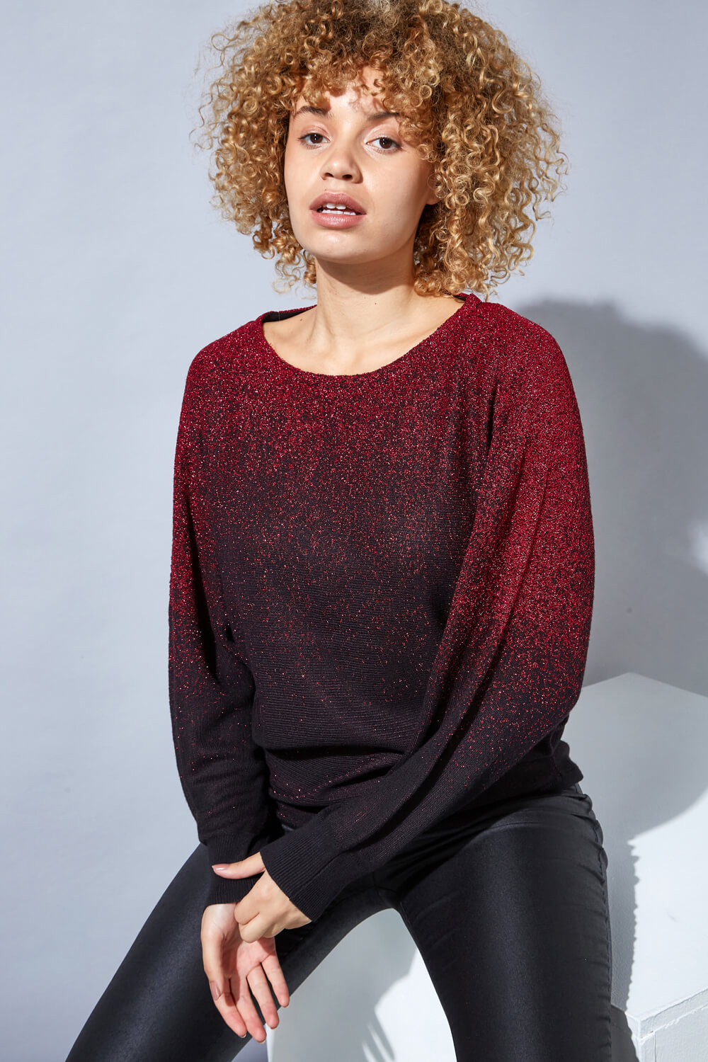Red Ombre Sparkle Detail Jumper, Image 4 of 4