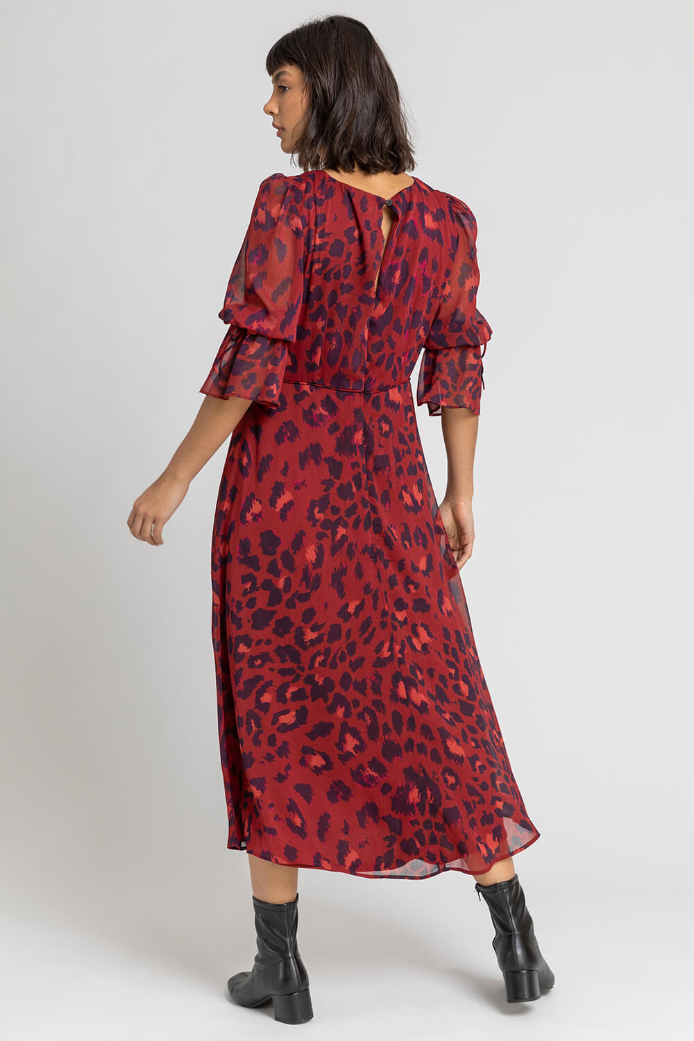 Rust Leopard Print Chiffon Maxi Dress, Image 2 of 5