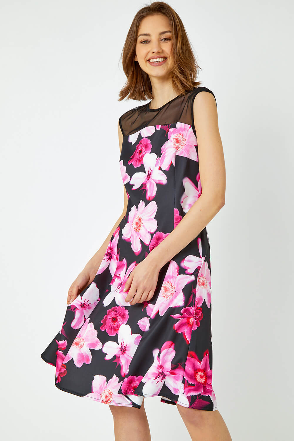 Premium Stretch Floral Mesh Dress