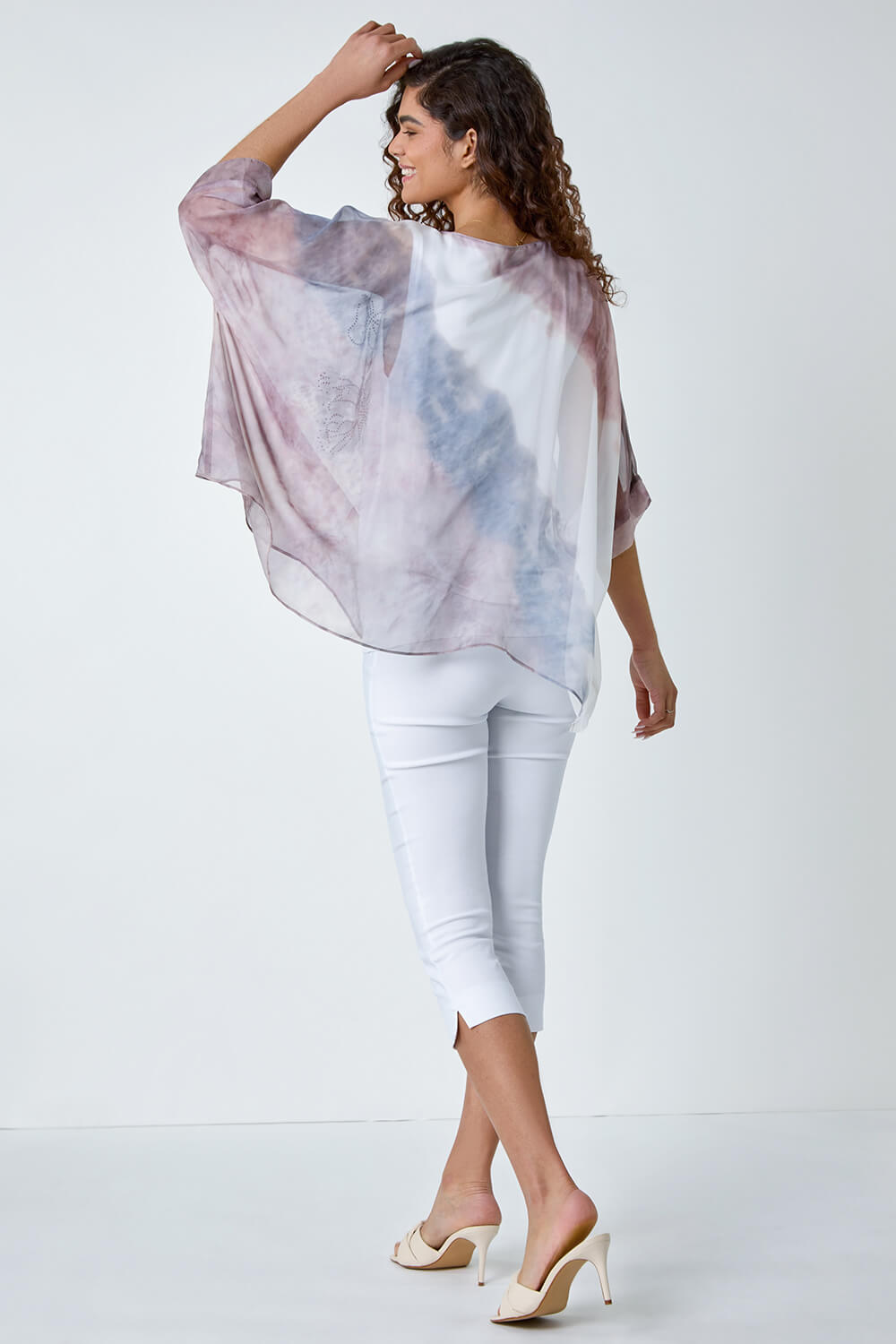 Light Pink Butterfly Print Overlay Top, Image 3 of 5