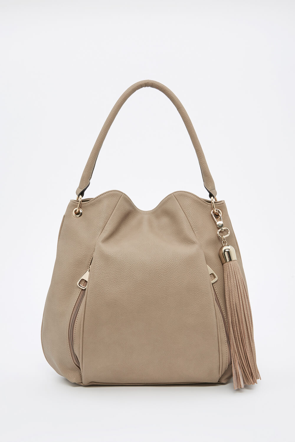 Slouch Tassel Zip Bag in Taupe Roman Originals UK