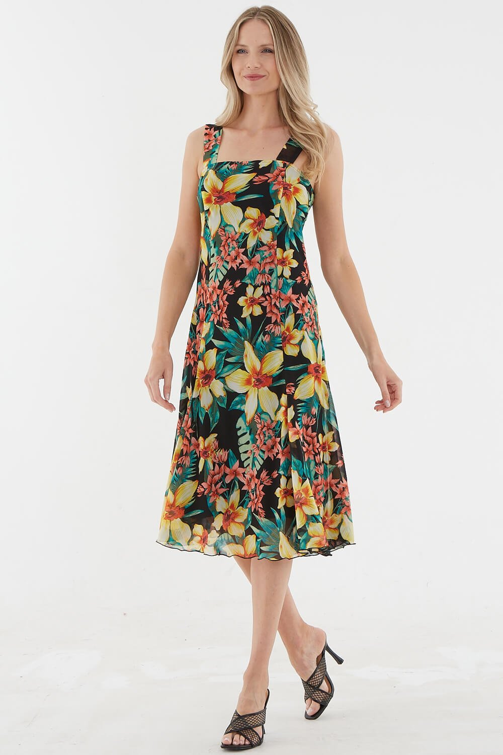 Julianna Tropical Floral Print Sun Dress