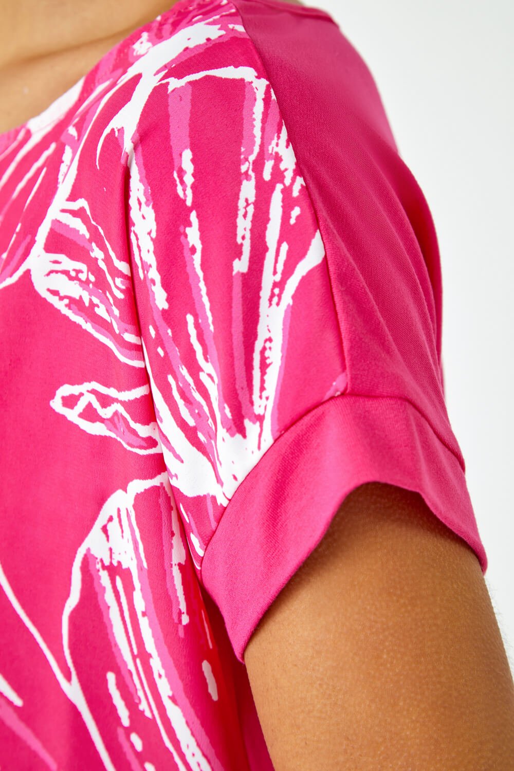PINK Linear Floral Print Stretch T-Shirt, Image 5 of 5